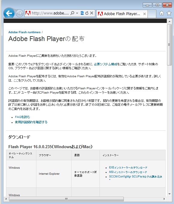 Adobe Flash Player̃_E[hy[W